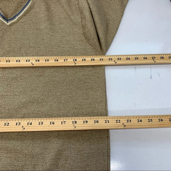 J Crew  Sweater Men XL Merino Wool Cotton V Neck Long Sleeve  Neutral Tan Work - Picture 9 of 11